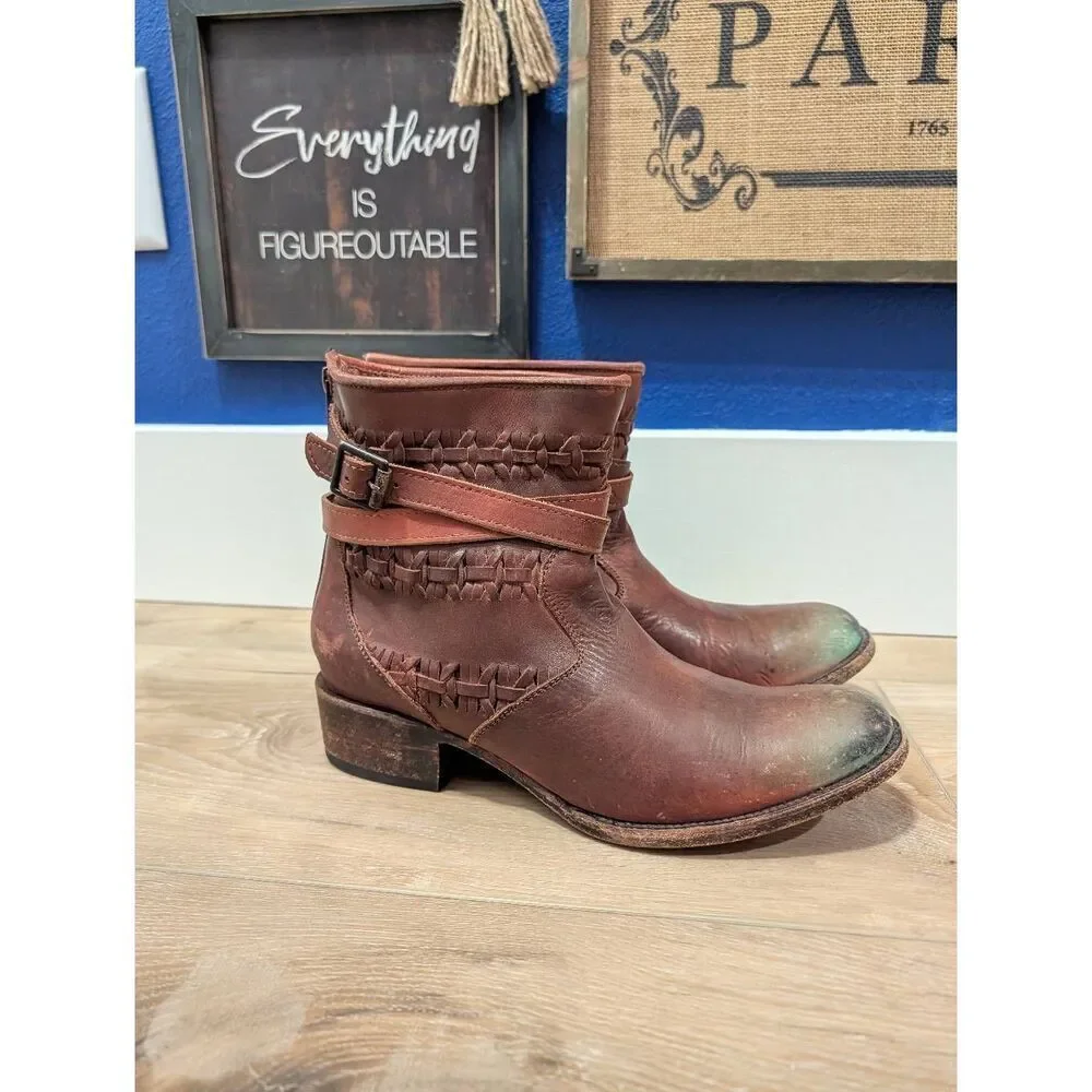 RARE Freebird by Steven Home Booties Women's Size 10 Distressed Leather